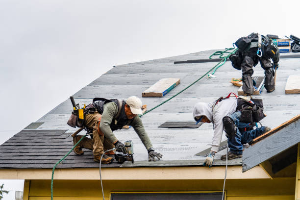 Professional Gutter Installation technician working in Courtland, CA